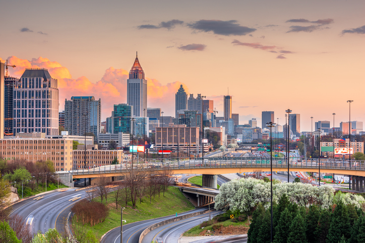 Atlanta, Georgia, USA downtown skyline on a spring evening.