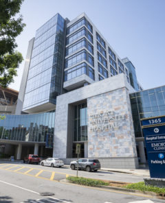 Atlanta, GA, USA - June 15, 2022: Emory University Hospital in Atlanta, Georgia. Emory University Hospital is a quaternary care facility specializing in the care of acutely ill adult patients.